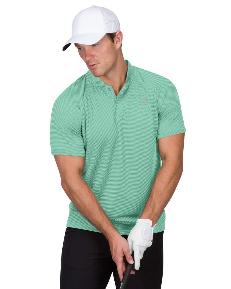 Three Sixty Six Collarless Golf Shirts for Men - Menâ€™s Casual Dry Fit Short Sleeve Polo, Lightweight and Breathable Mint - Image 3